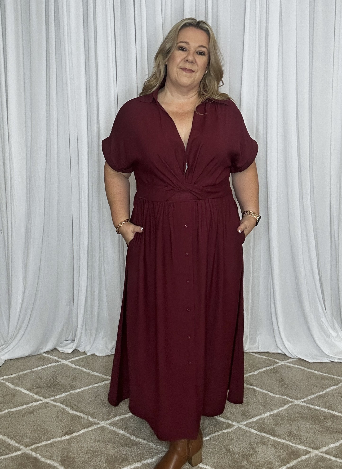 The Merlot Twist Dress