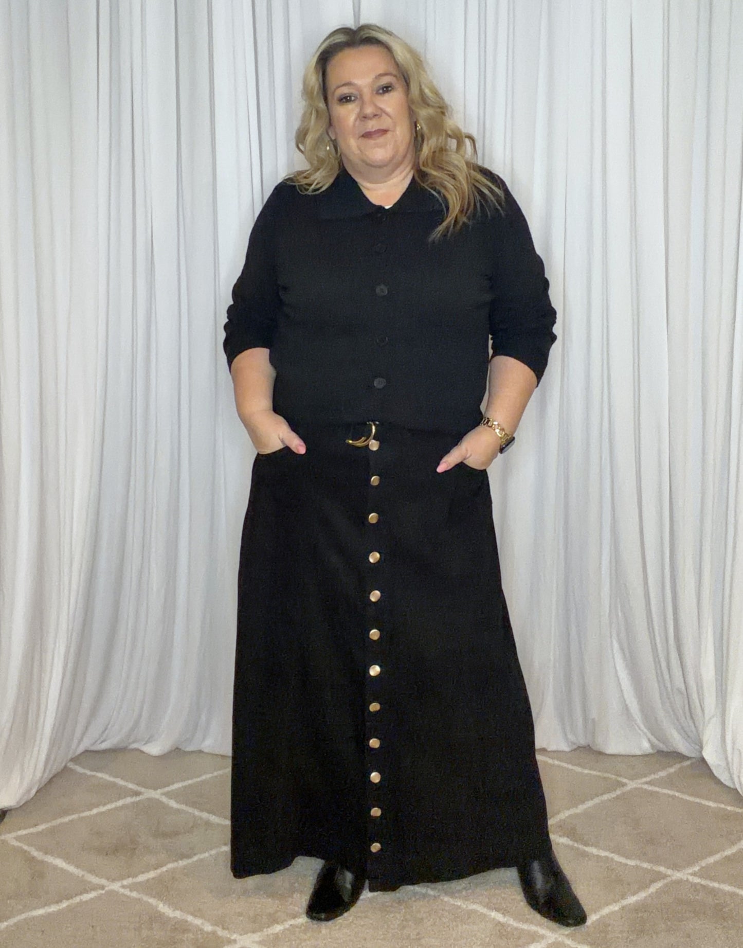 Black Button up top