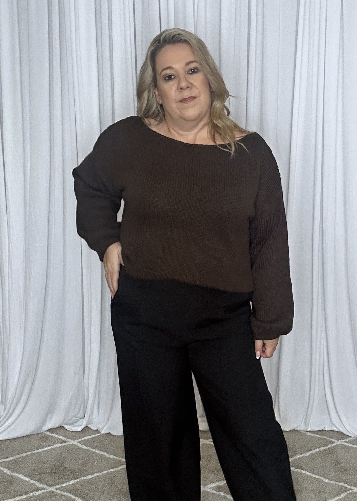 Chocolate Boat Neck Knit