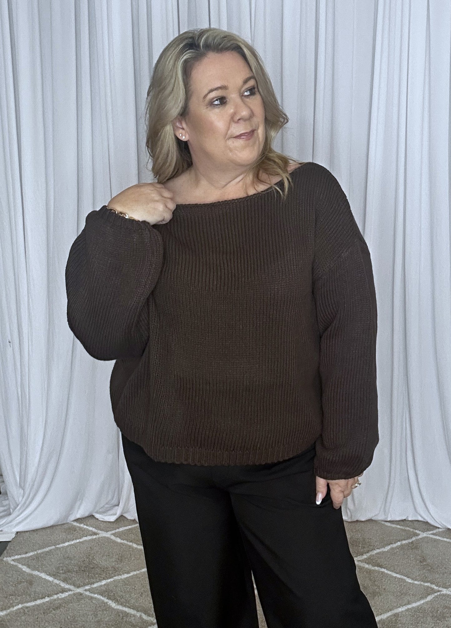 Chocolate Boat Neck Knit