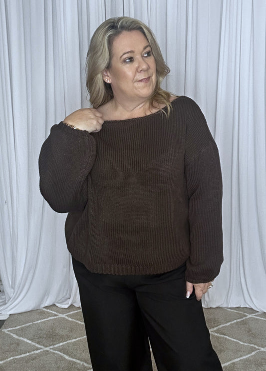Chocolate Boat Neck Knit